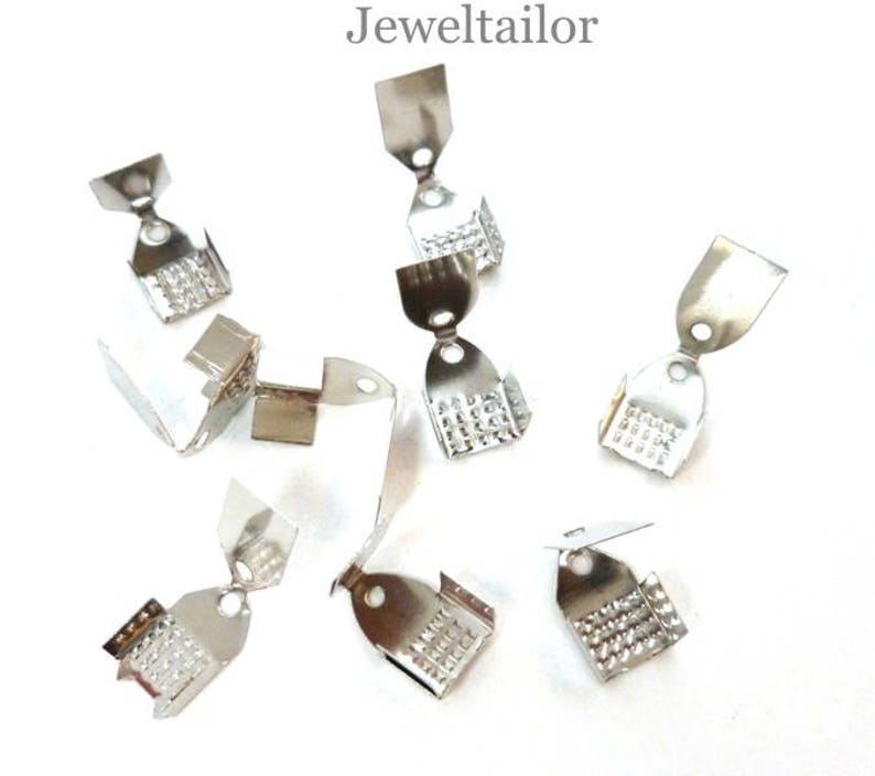 20-100 Shiny Silver Plated Large Ribbon /& Cord Fold Over End BeadsTips 20mm ~ Ideal For Kumihimo And Jewellery Making Projects