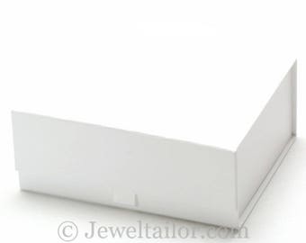 Small Luxurious White Ribbon Tab Snap Shut Gift Box 15cm (6 inches) ~  An Ideal Gift, Keepsake or Presentation Box