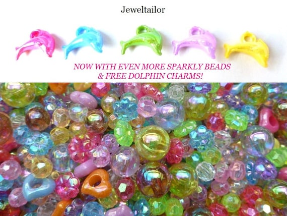 100pcs 15mm transparent flower beads mix colour jewellery making craft UK