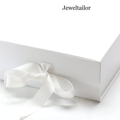 Medium Luxurious White Ribbon Tie Snap Shut Gift Box 23.5cm Etsy