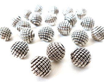 10-50 Antique Silver Plated Rare Embossed Round Beads 10mm ~ For Stylish Unique Jewellery Making