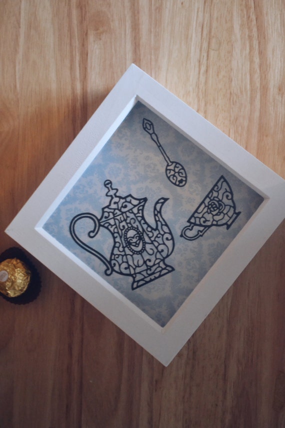 Vintage tea set frame Teapot frame Antique teacup picture Etsy