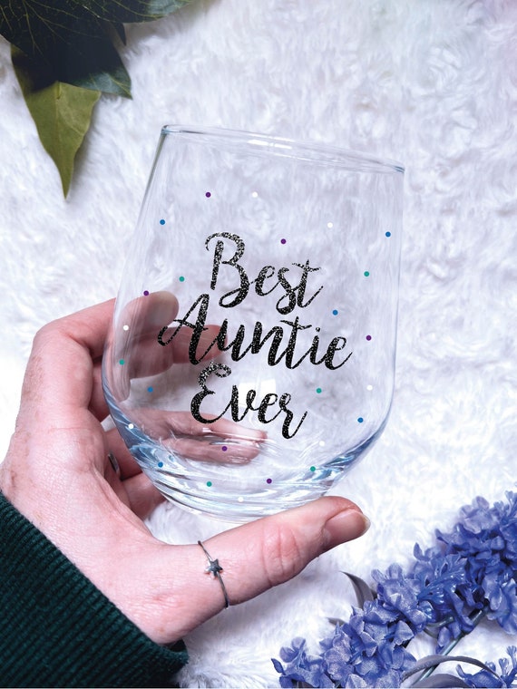 Best Auntie ever wine glass, Auntie gift, Gifts for her, Family present,  Niece present, Auntie wine glass, Cute glass