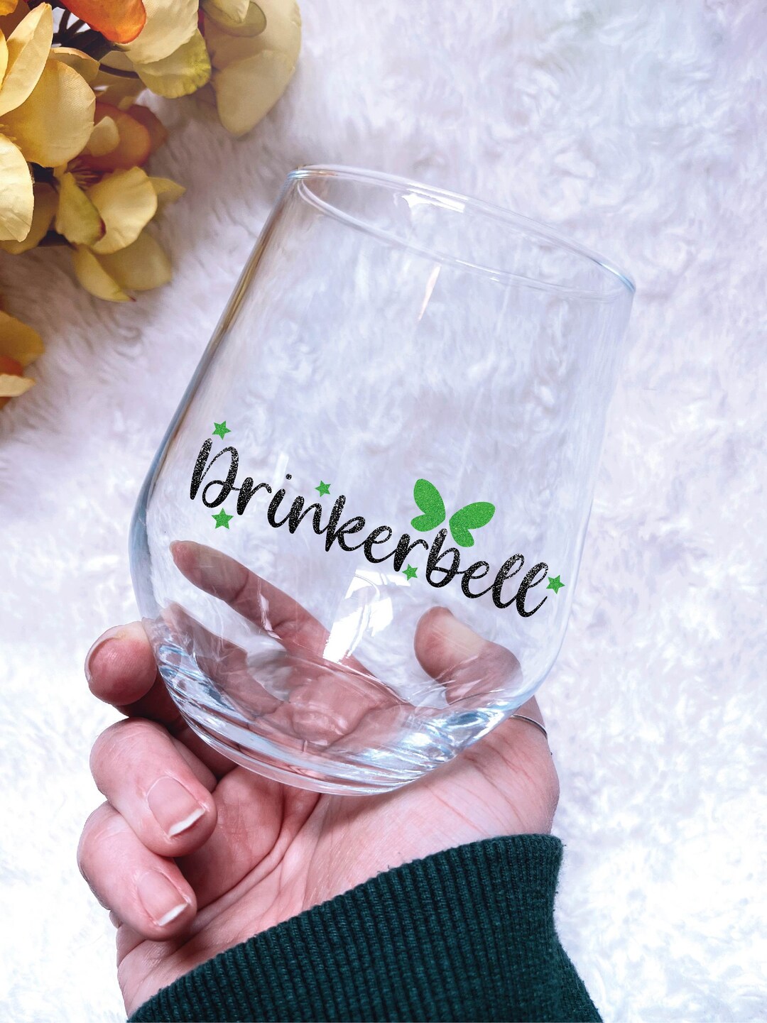 Drinkerbell Wine Glass, Fairy Present, Funny Wine Glass, Gifts for Her