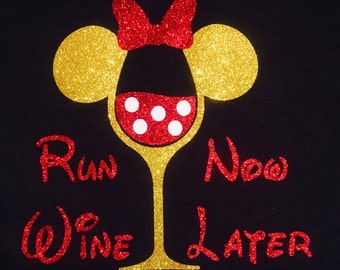 Run Now Wine Later Iron On, Wine Running Shirt, Wine Run