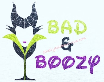 Bad and Boozy Iron On, Wine and Dine, Food and Wine Top, Villain Top