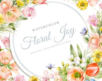 Floral Joy, beautiful hand painted clip arts, without background, 300 dpi