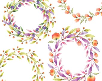 4 Watercolor Frames, 4 clip arts, hand painted, png files without background, 300 dpi.