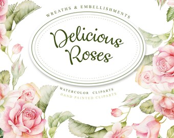 Delicious Roses 2018, Frames & embellishments, watercolors hand painted, 300 dpi, png files without background