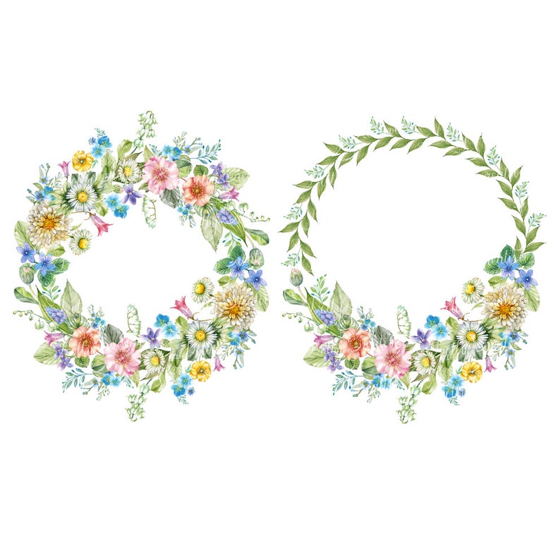 Spring frames, 2 watercolor clipart, hand painted, 300 dpi, png file without background image 2