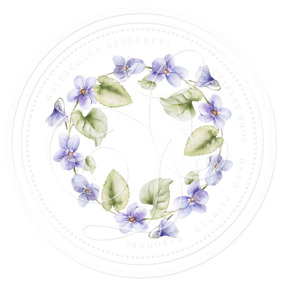 Sweet Violets Frames, Embellishment & Borders, Watercolor Hand Painted ...