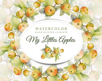 My Littles Apples, watercolor, hand painted, png files without background, 300 dpi