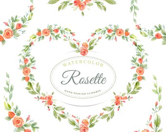 ROSETTE. 8 hand painted clipart's, without background, png files - 300 dpi