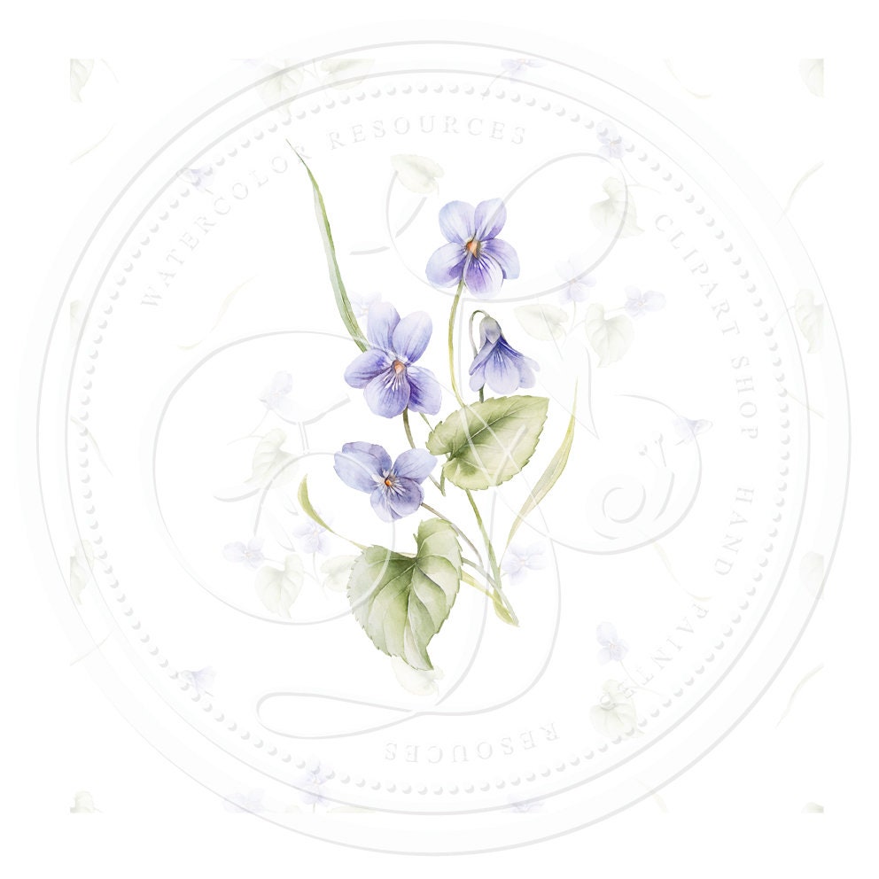 Sweet Violets Frames, Embellishment & Borders, Watercolor Hand Painted ...