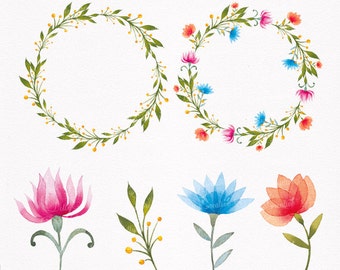 Floral suite, Floral frame, Floral clipart, Hand painted , watercolor design