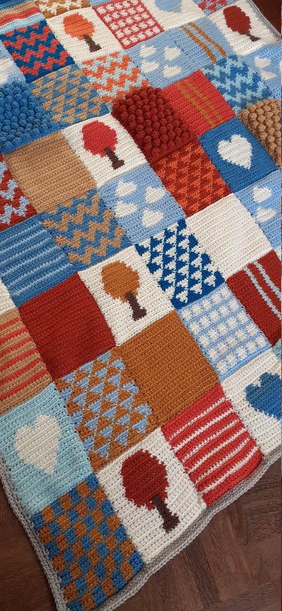 かぎ針編みのパッチワークブランケット - Etsy 日本