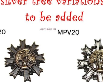 Broche con insignia Steampunk, árbol dorado, base multipunta de bronce y plata #MPV/Z20