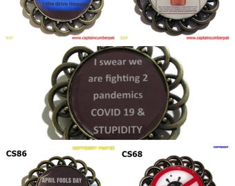 Steampunk Covid Virus Pin Badge, Bronze Brooch