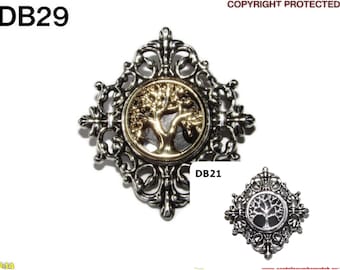 Pin del Árbol de la Vida Steampunk: Broche de Diamante Plateado #DB21/29