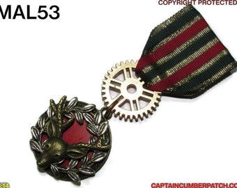 Steampunk pin drape medal badge brooch Christmas medal reindeer #MAL53