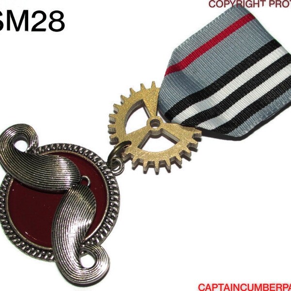 Steampunk pin badge broche médaille argent moustache #MSM28