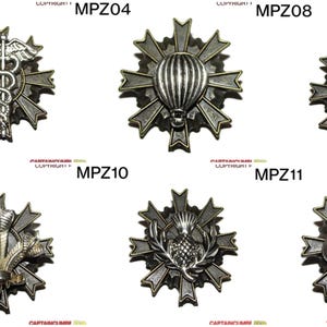 Steampunk Bronze Pin, Ballon, Hermesstab, Wappen, Federn Design #MPZ3/4/8/9/10/11
