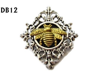 Steampunk Gothic Cross Brooch – Silver Pentagram Pentacle Pin – Handmade In UK #GC18