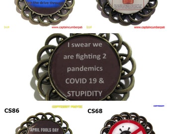 Steampunk pin badge brooch Covid virus collection on a bronze backing #CS68/71/80/86/87