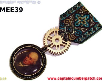 Steampunk pin drape badge brooch medal James Watt Scottish inventor engineer #MEE39