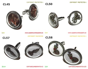 Gemelos Steampunk: zorro, kraken, búho, gato #CL45 / 50 / 57 / 58