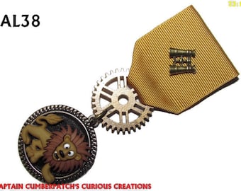 Steampunk pin badge broche medaille koning van de jungle safari leeuw #MAL38