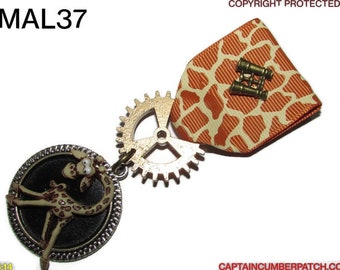 Steampunk pin badge broche medaille jungle safari giraf #MAL37