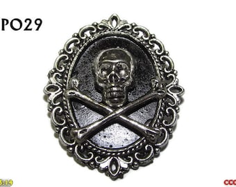 Steampunk Totenkopf Brosche: Silber Anstecker #PO29