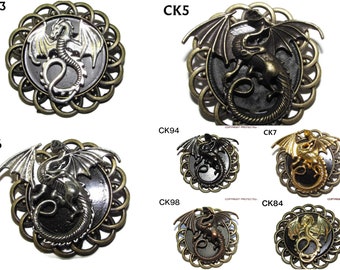 Steampunk drakenbrochespeld: bronzen en zwarte metalen draken
