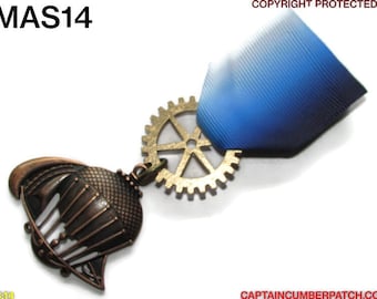 Steampunk pin badge broche medaille koperen luchtballon #MAS14
