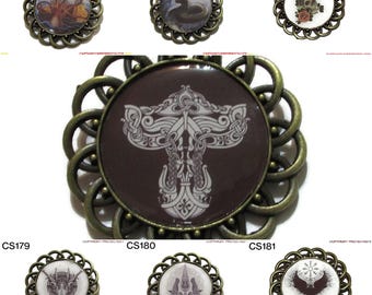 Steampunk pin badge brooch celtic viking, kraken, octopus, snake, skull, raven, thor, hammer #CS175-181