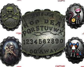 Steampunk Horror Brooch, Ouija, Grim Reaper, Day of the Dead Pin