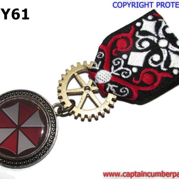 Steampunk pin badge brooch medal gaming theme Umbrella Resident Evil, #MSY61