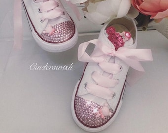 Minnie mouse Converse / bling converse/ girl converse / bling toe converse / pink converse/ Disney Converse