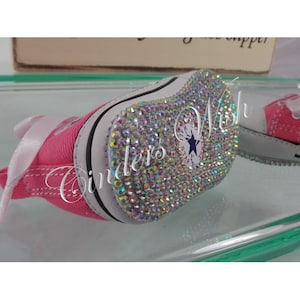 Baby Pink Converse: Sparkling Rainbow Gem Sole, Satin Ribbon Laces