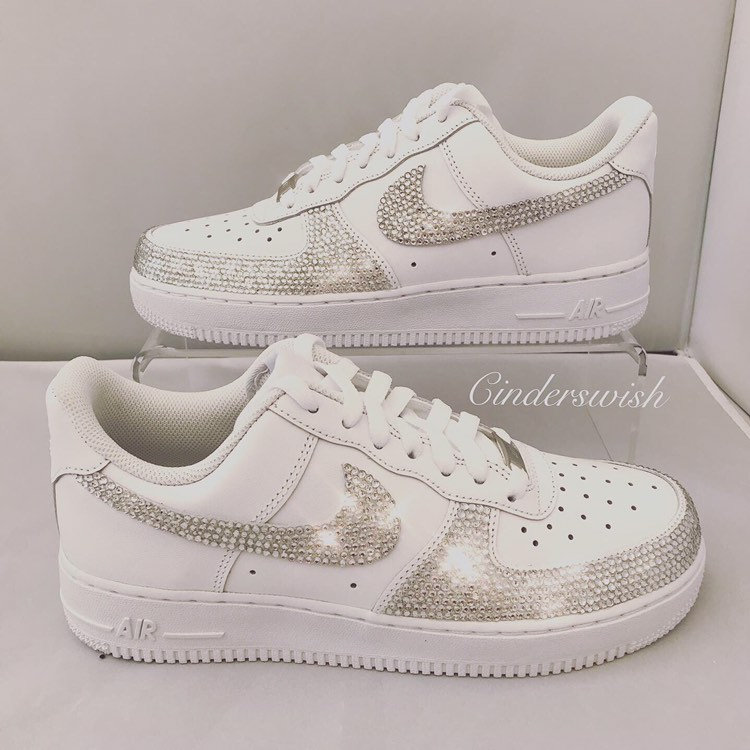 Adult Size Swarovski Custom Nike Air Force Ones With 4 Ticks 