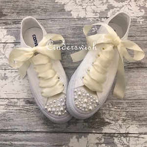 Ivory Pearl Converse / bridal converse / wedding converse/ bride converse / customised converse  / unique sneakers