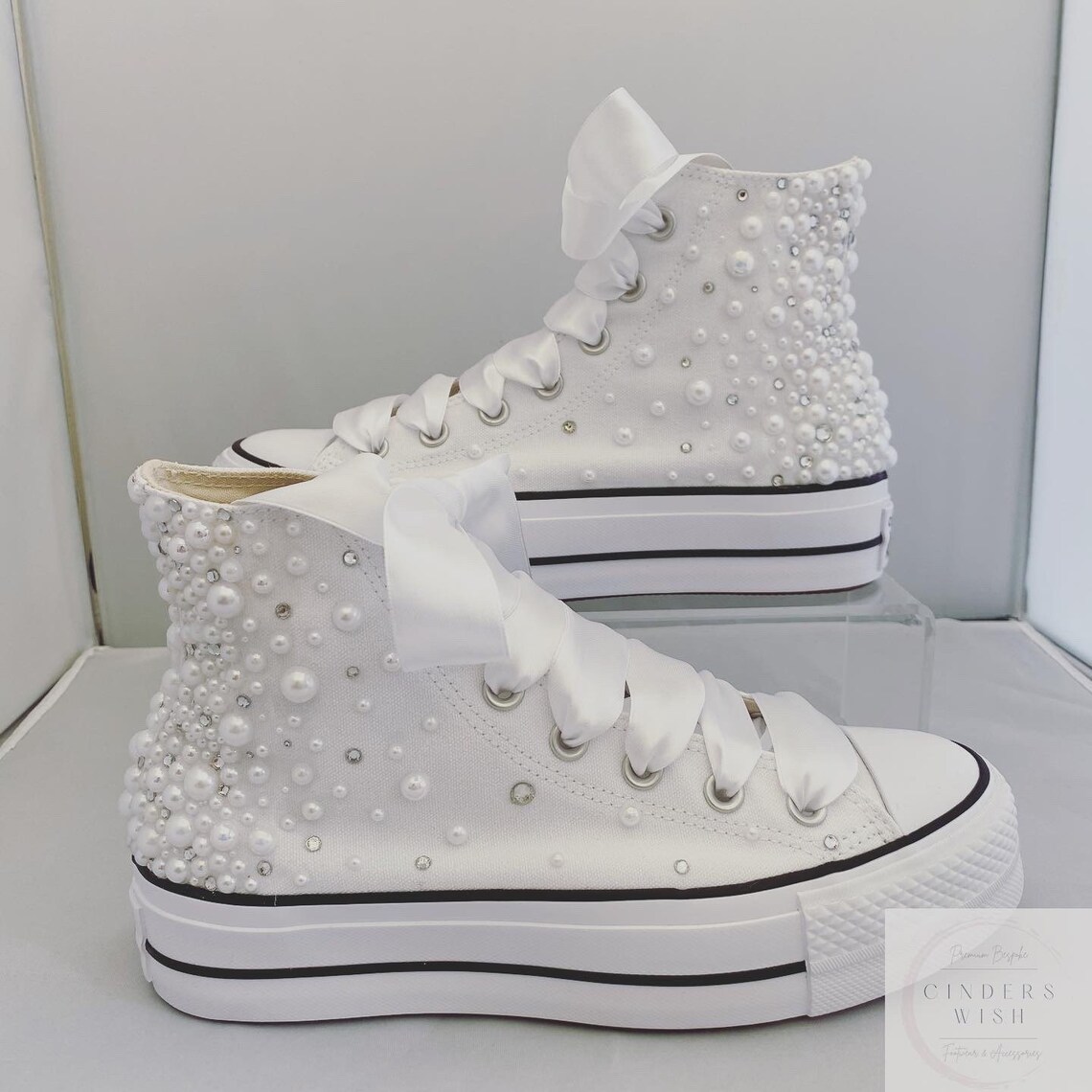 High Top Pearl Platform Converse / Wedding Converse / Etsy