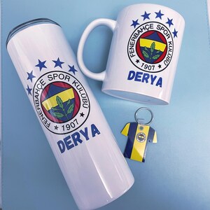 Mens football team gift set / Any team Football Insulated water bottle / Galatasaray, Fenerbahçe, Beşiktaş / Mug, Tumbler, keyring/holiday image 13