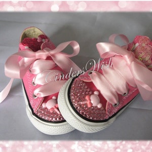 Pink Minnie mouse Converse / bling converse/ girl converse / bling toe converse / pink converse