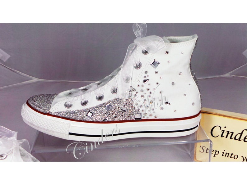 Crystal Converse / Wedding converse / bridesmaid converse / customised converse / lace converse / sparkle / delicate / romantic image 2