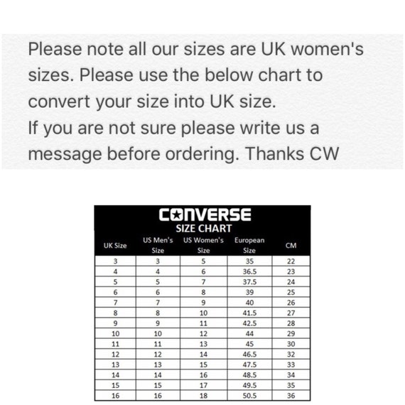 Converse Com Size Chart