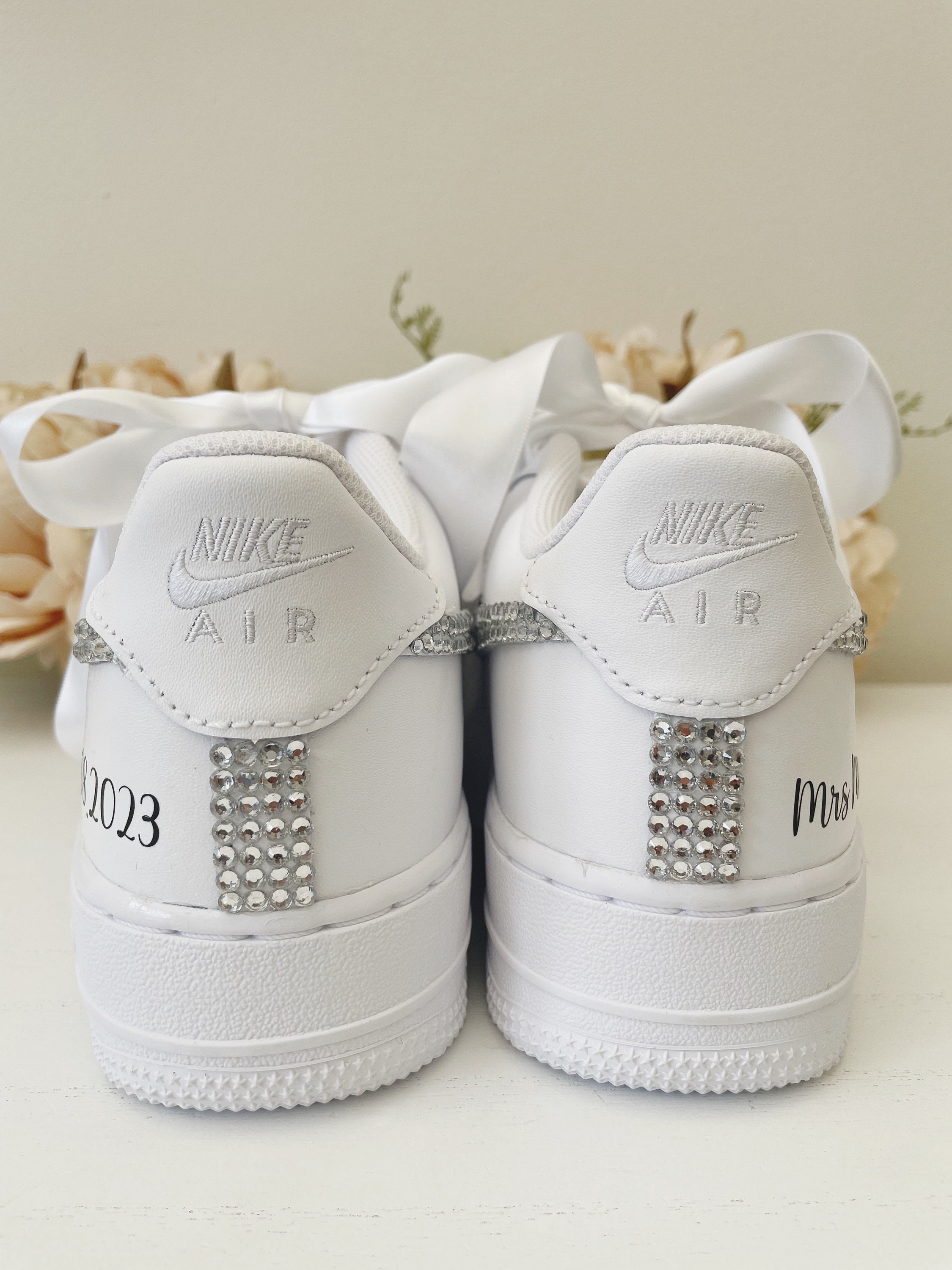 Wedding Nike Airforce 1 With Married Name & Satin Laces / Bling Loop ...