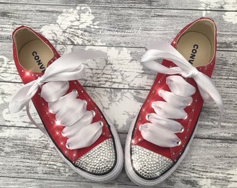 Red Swarovski converse / Swarovski  converse / custom converse / diamante converse /