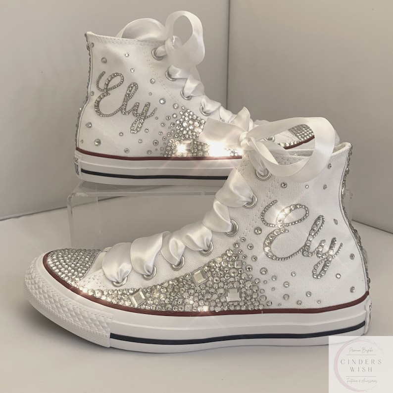 Married name Crystal Converse / Wedding converse /Bride converse / Customised converse / lace converse / sparkle / delicate / romantic 